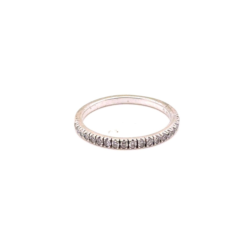 10k White Gold Diamond Band Ring Size 6 Minimalist Stacking Jewelry 1.6g